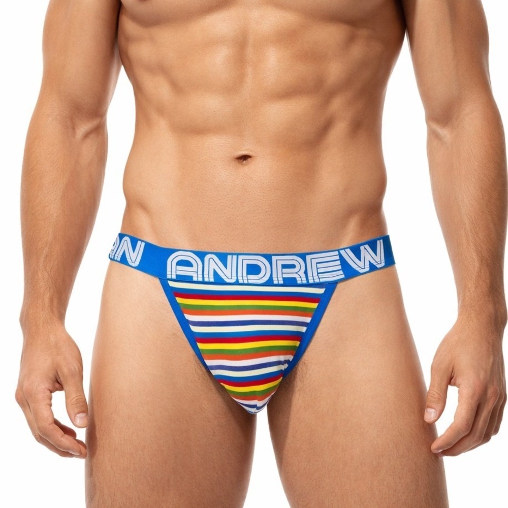Andrew Christian Small (28-31)‎ Bright Stripe Jock Multi Color Blue 92602 NWT
